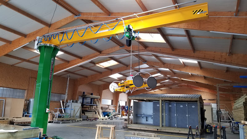 levage panneaux et bloc béton pour cabine de douche modulaire